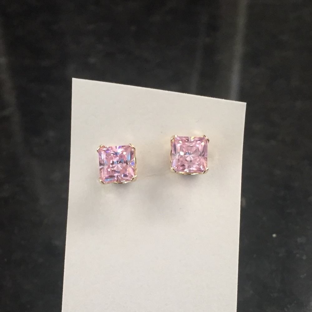 Pink CZ earrings